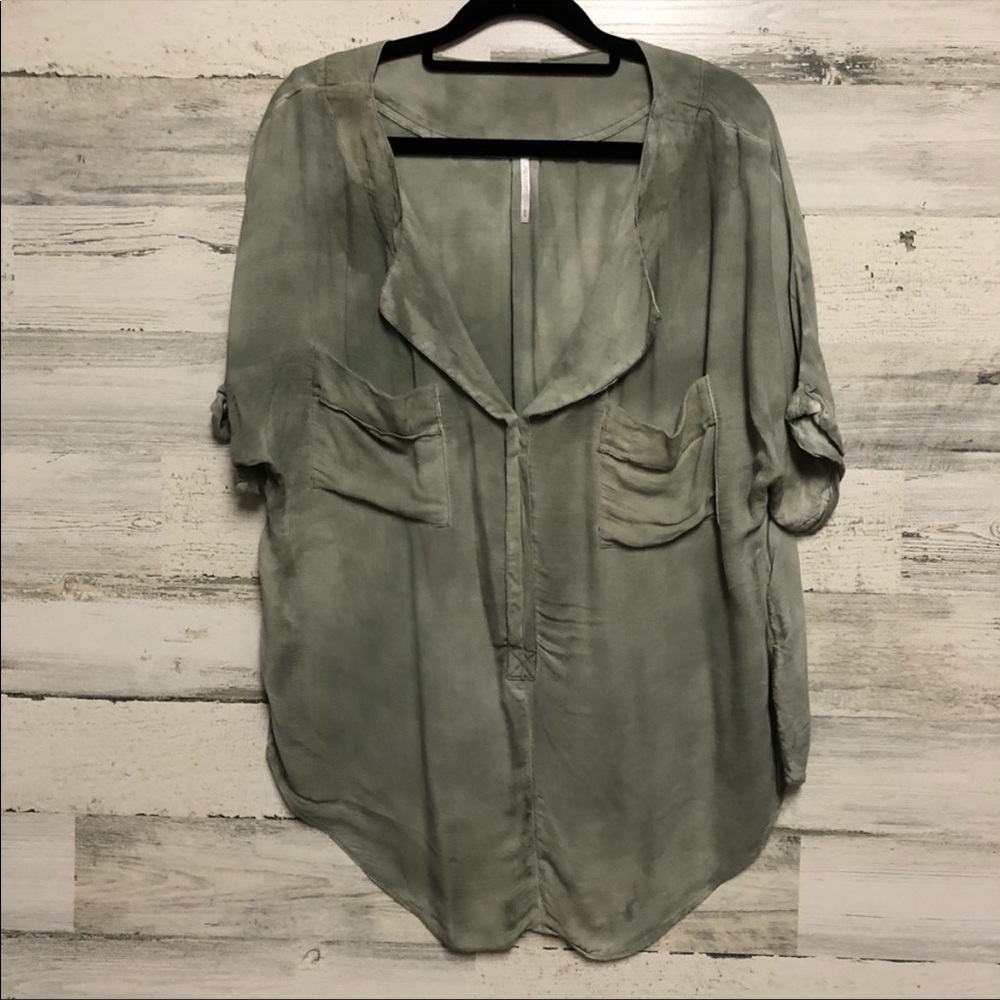 Green Free People Tie Dye Top (M)